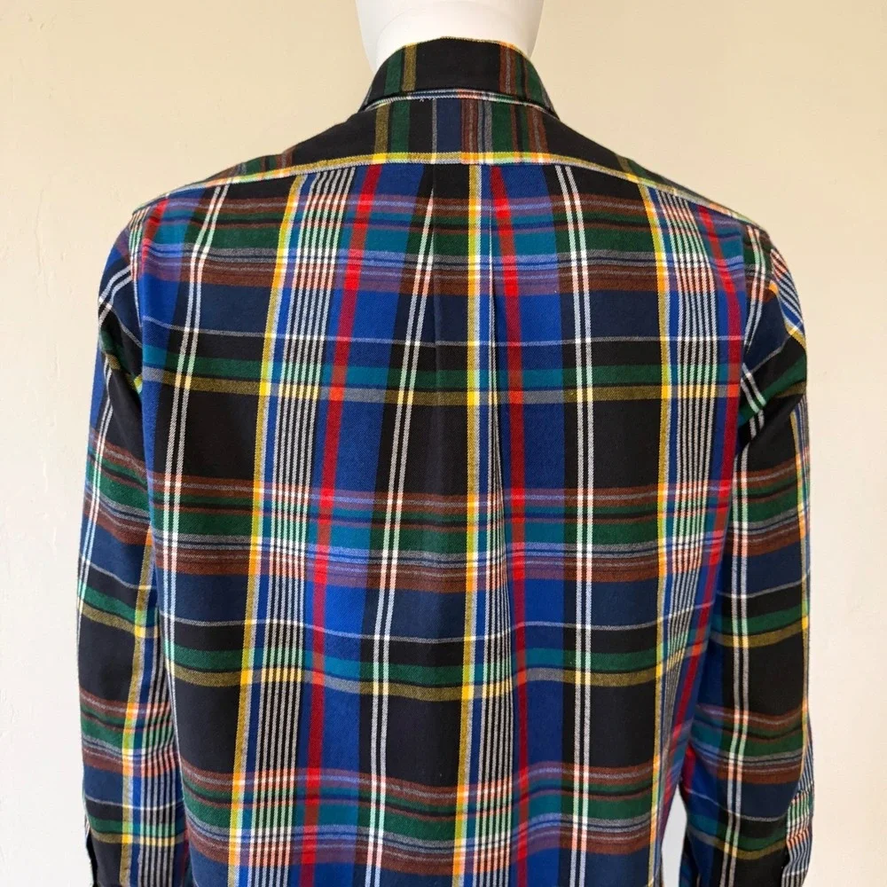 Ralph Lauren Mens  Custom Fit Plaid Flannel Button Down Shirt Multi Color Size L